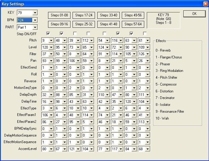 A screenshot of the key settings window
