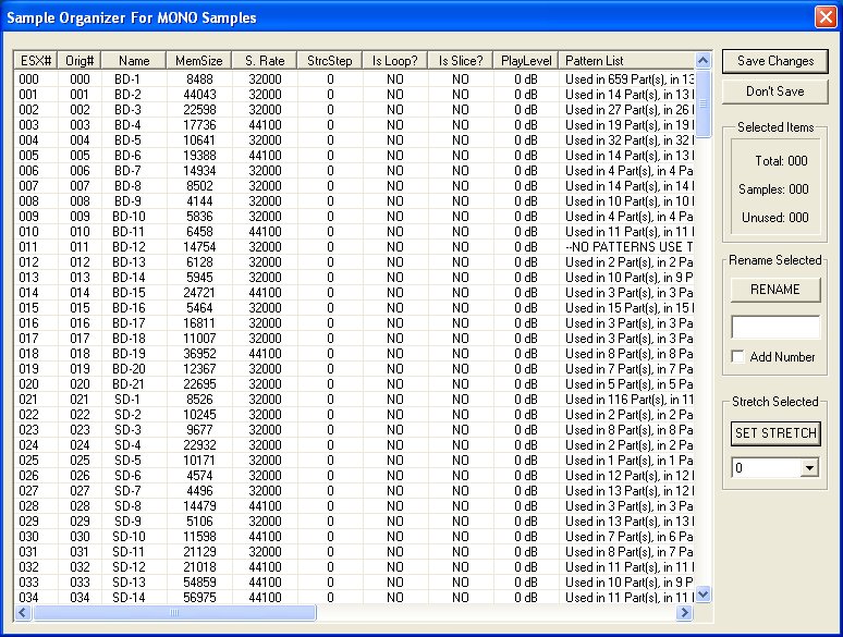 A screenshot of the mono sampler editor window